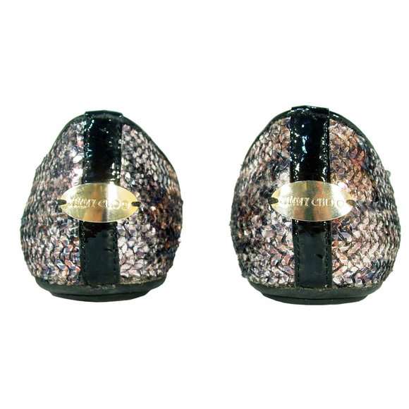 JIMMY CHOO Snake Print Silver Sequin Ballet Flats EU 35.5/ US 5.5 - Picture 3 of 9
